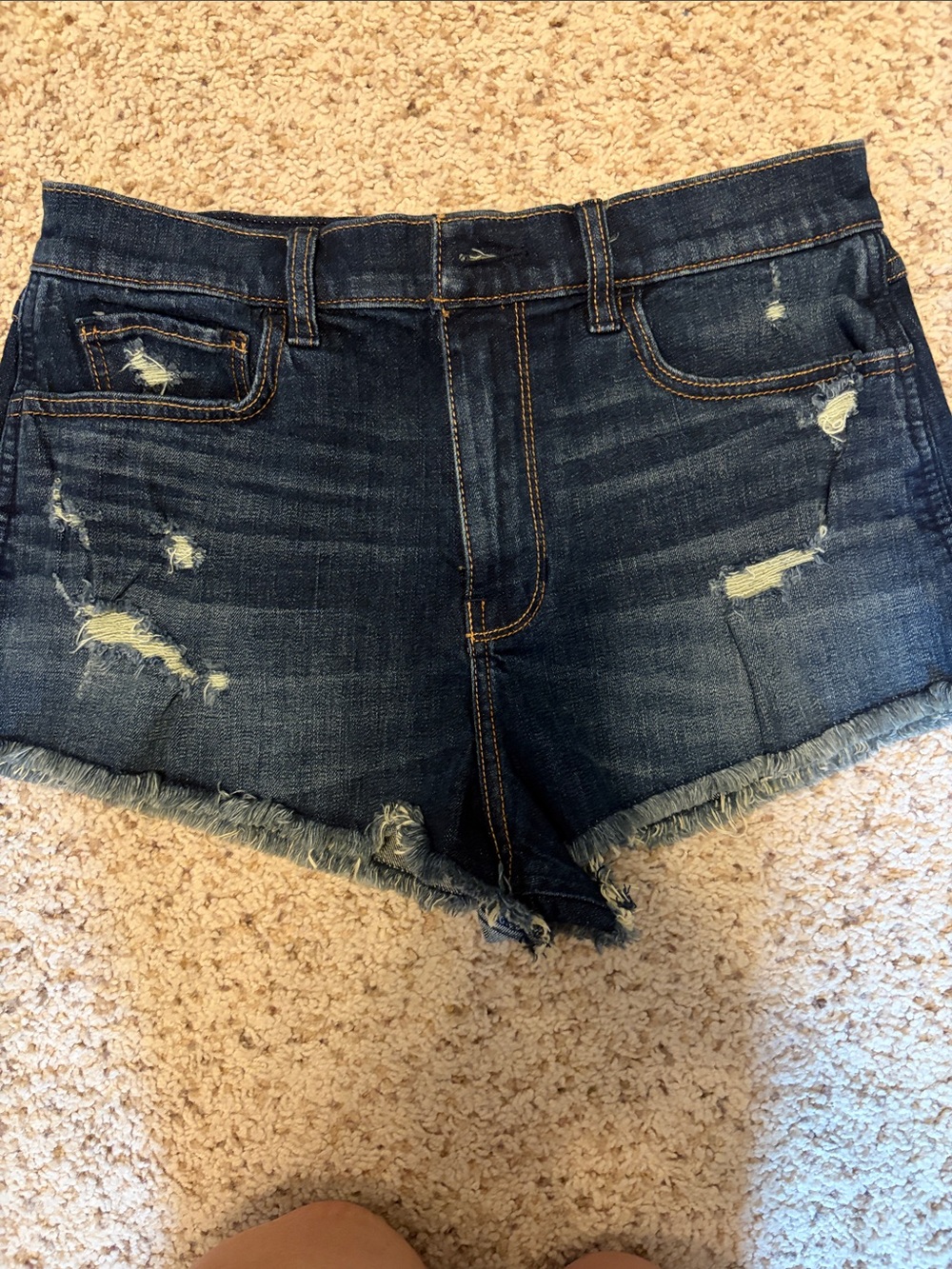 Hollister Dark Blue Distressed Denim Jean Shorts